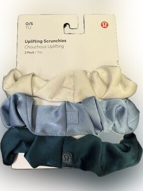 lululemon athletica Uplifting Scrunchies 3-Pack in Cream, Light Blue, Teal